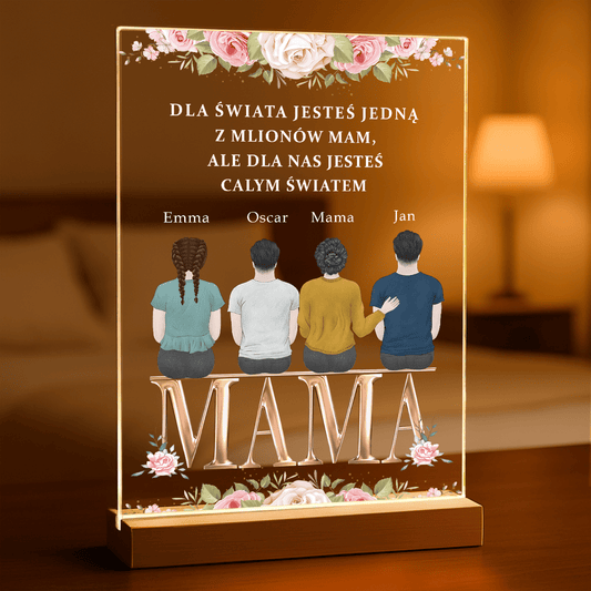 Jesteś dla nas całym światem - Druk na szkle, spersonalizowany prezent dla mamy - Adamell.pl