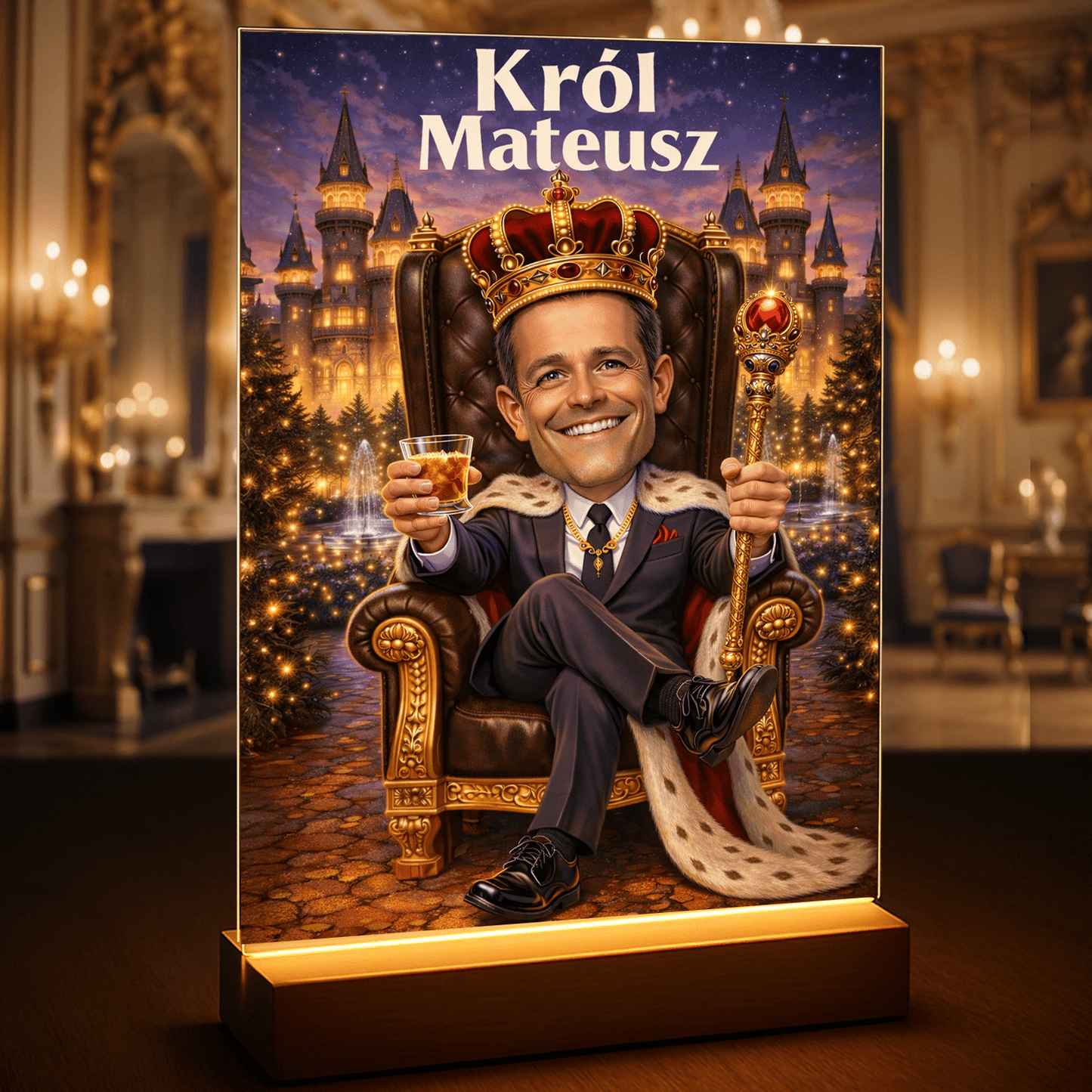 Jesteś królem! - Druk na szkle, spersonalizowany prezent dla niego - Adamell.pl