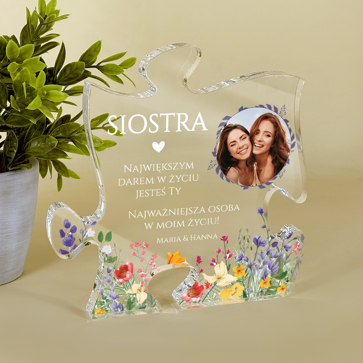 Jesteś moim darem - Druk na szkle - puzzel, spersonalizowany prezent dla siostry - Adamell.pl