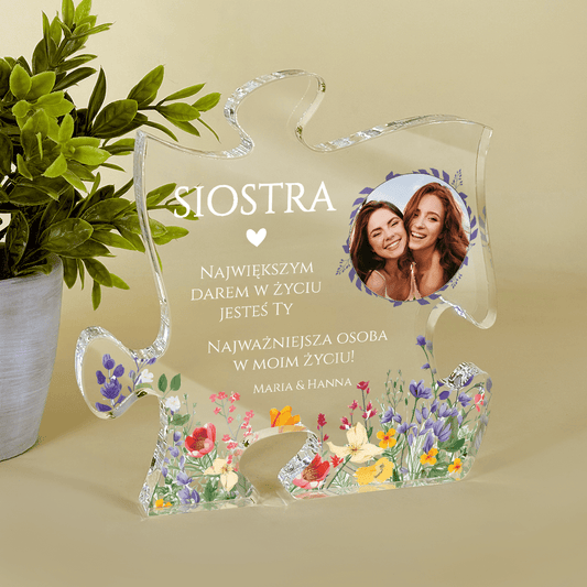 Jesteś moim darem - Druk na szkle - puzzel, spersonalizowany prezent dla siostry - Adamell.pl