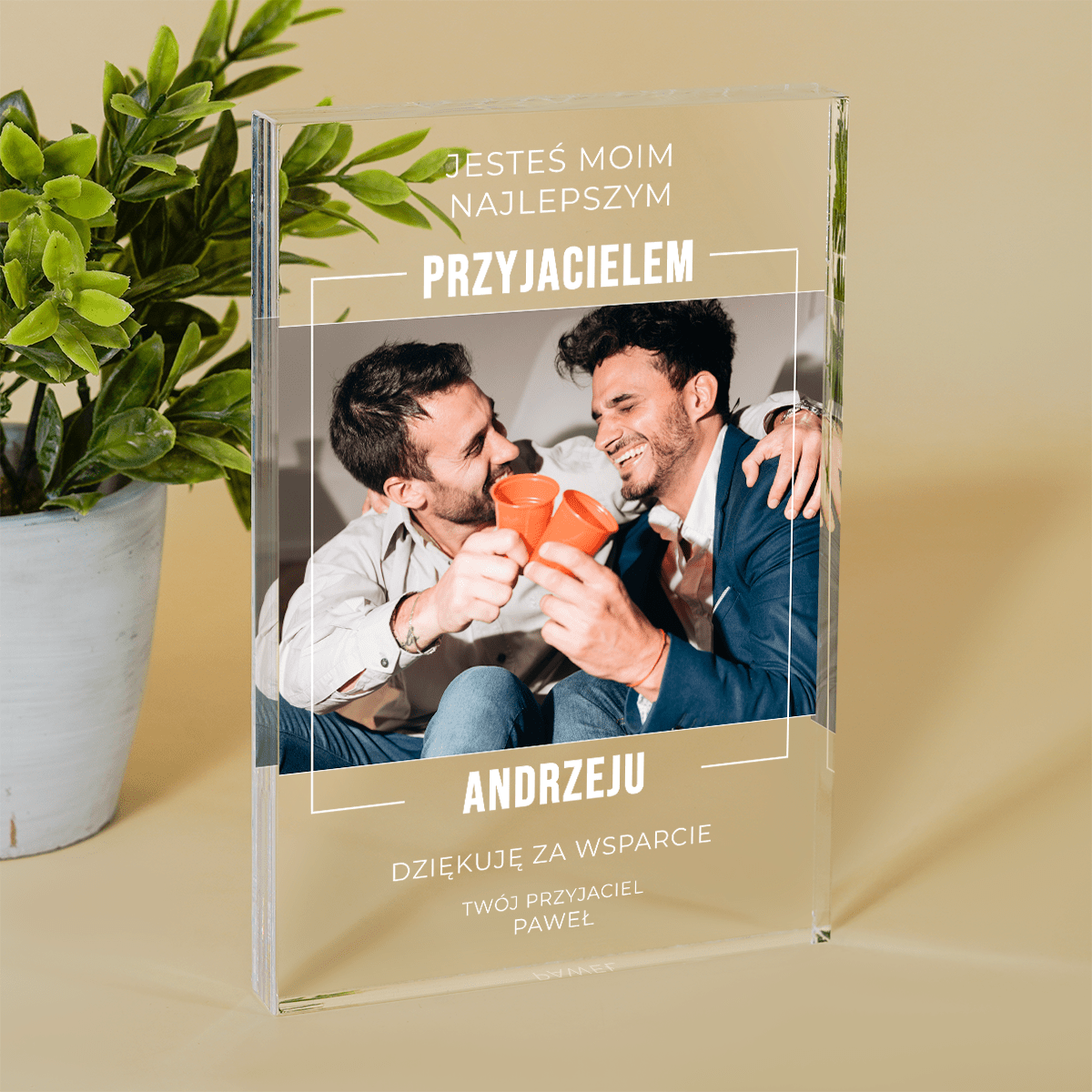 Jesteś moim przyjacielem - Druk na szkle, spersonalizowany prezent dla przyjaciela - Adamell.pl
