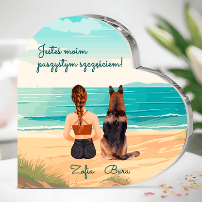 Jesteś moim puszystym szczęściem - Szklane serce, spersonalizowany prezent dla miłośników psów - Adamell.pl