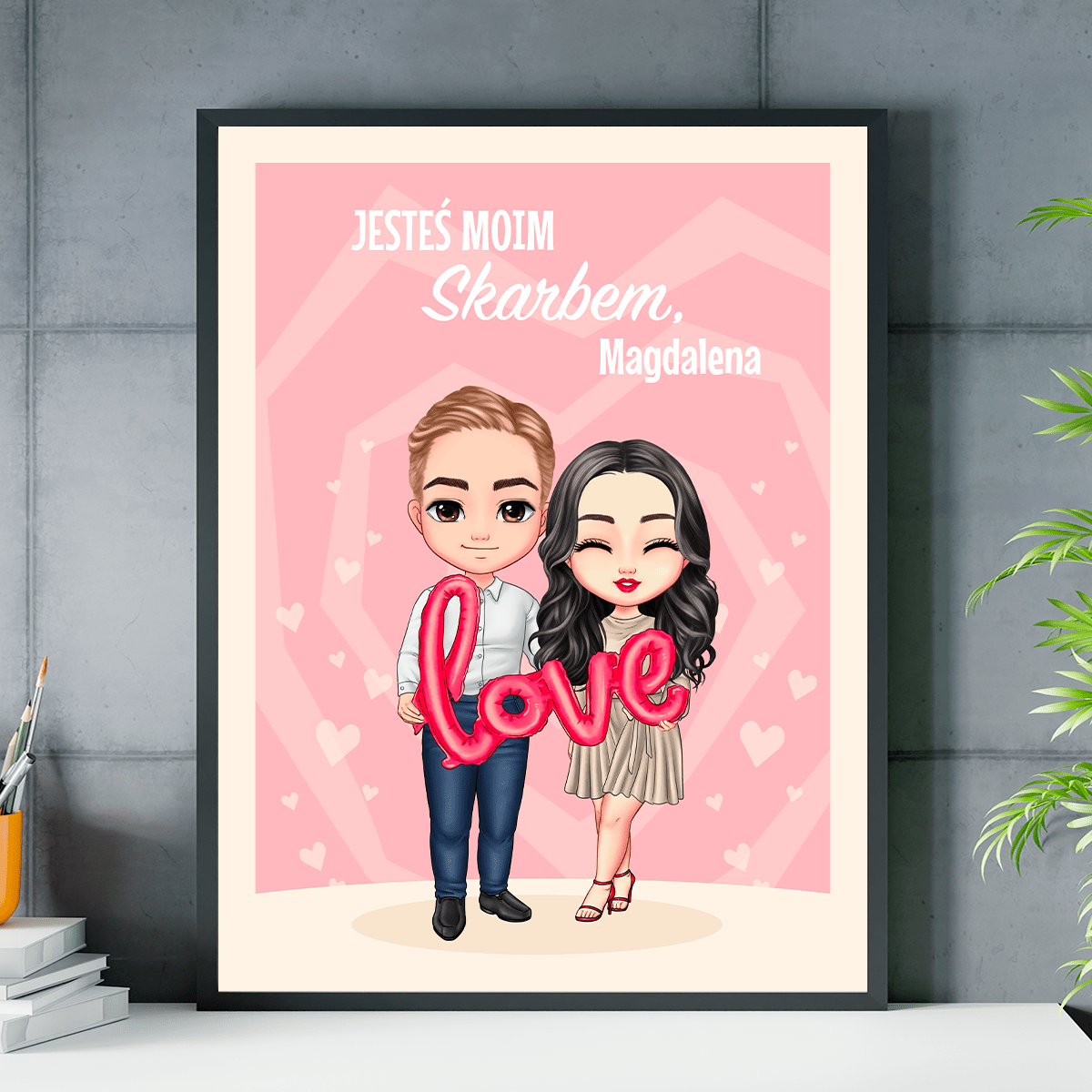 Jesteś moim skarbem Clipart - plakat, spersonalizowany prezent dla niej - Adamell.pl