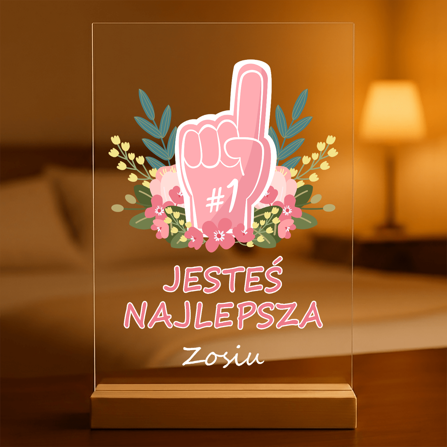 Jesteś najlepsza - Druk na szkle, spersonalizowany prezent dla niej - Adamell.pl