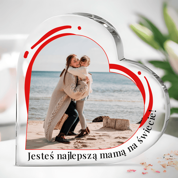 Jesteś najlepszą mamą! - Szklane serce, spersonalizowany prezent dla mamy - Adamell.pl