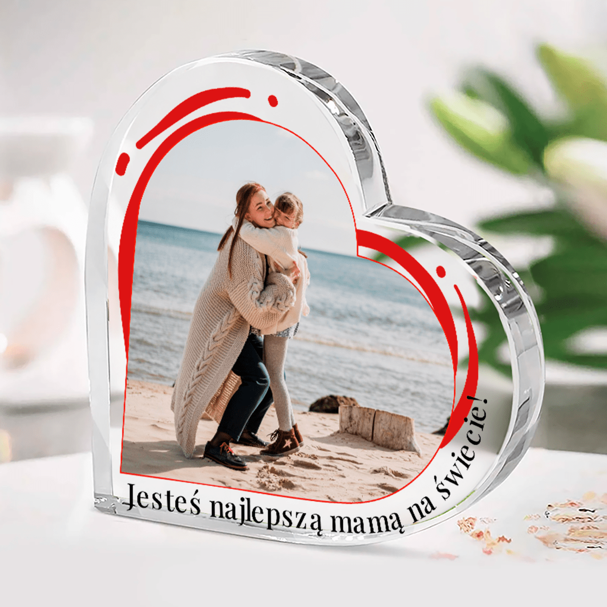 Jesteś najlepszą mamą! - Szklane serce, spersonalizowany prezent dla mamy - Adamell.pl