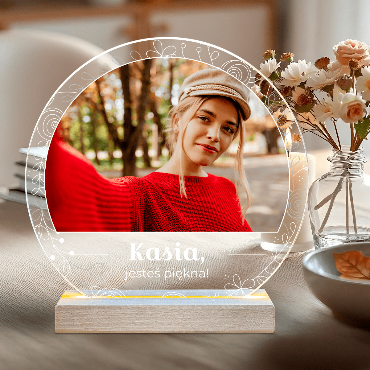 Jesteś piękna! - Druk na szkle, spersonalizowany prezent dla niej - Adamell.pl