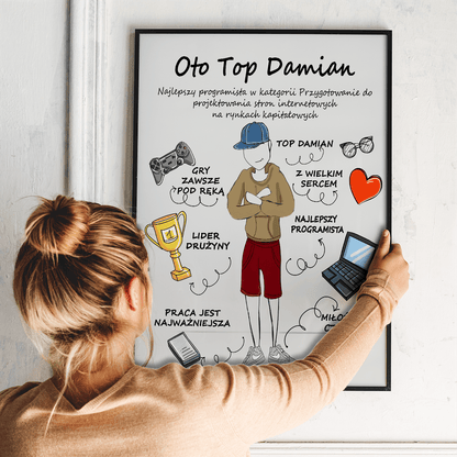 Jesteś TOP - plakat, spersonalizowany prezent dla niego - Adamell.pl