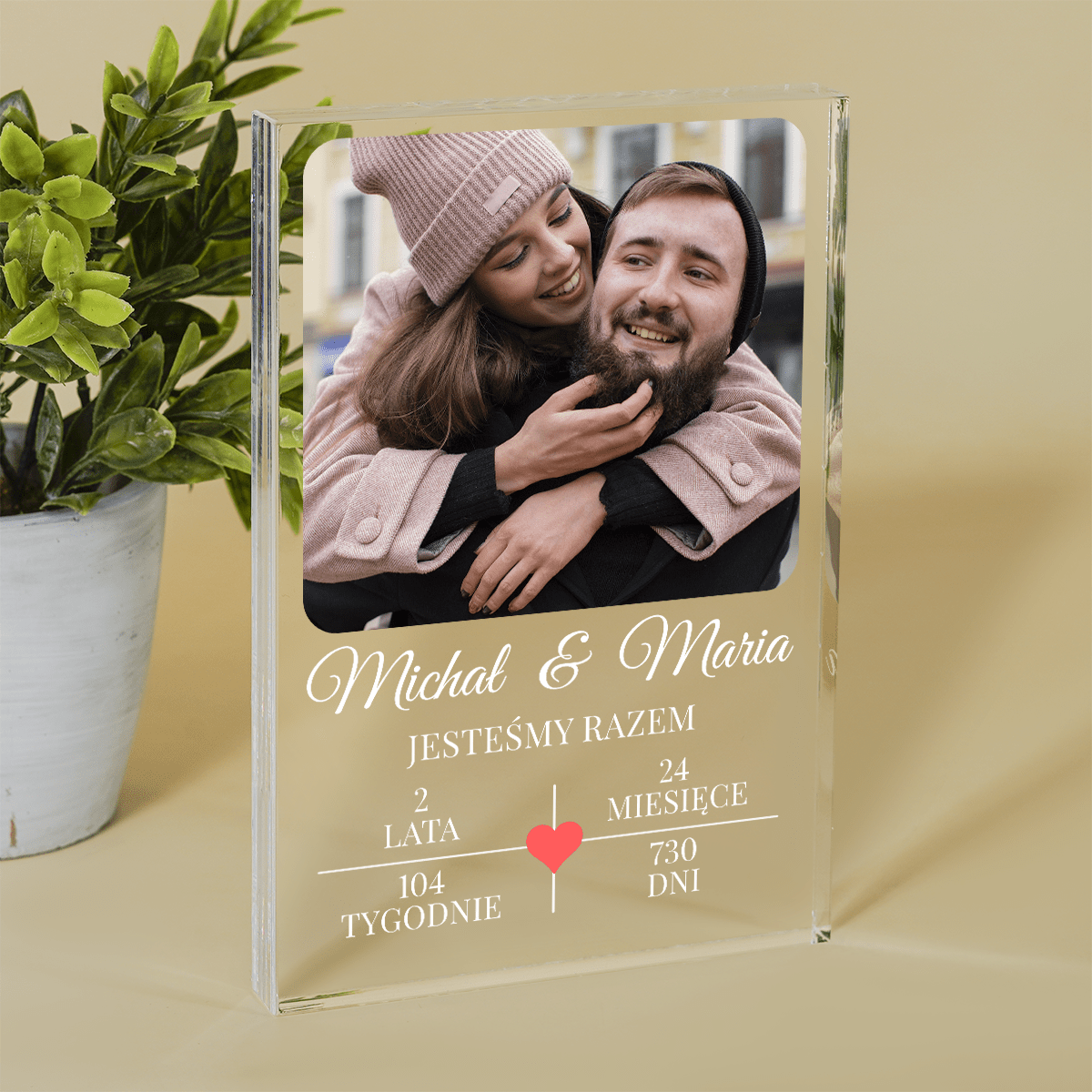 Jesteśmy razem - Druk na szkle, spersonalizowany prezent dla pary - Adamell.pl