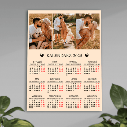 Kalendarz + 3 zdjęcia zakochanych - plakat, spersonalizowany prezent dla pary - Adamell.pl