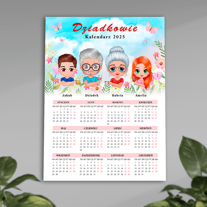Kalendarz + Clipart dziadkowie - plakat, spersonalizowany prezent dla dziadków - Adamell.pl