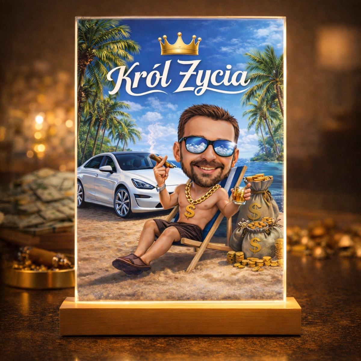 Karykatura mężczyzny - Druk na szkle, spersonalizowany prezent dla niego - Adamell.pl