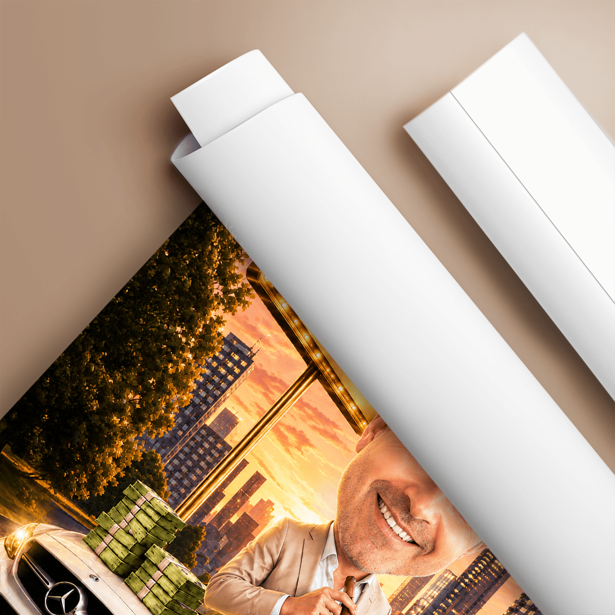 Karykatura mężczyzny na 50. - plakat, spersonalizowany prezent dla niego - Adamell.pl