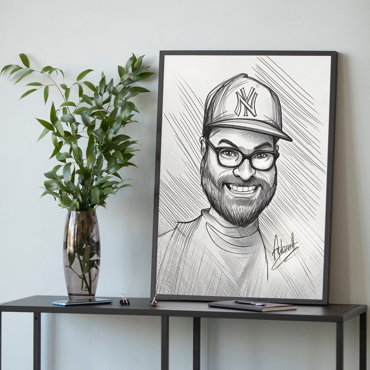 Karykatura ołówek - plakat, spersonalizowany prezent dla rodziców - Adamell.pl