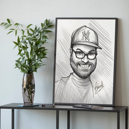 Karykatura ołówek - plakat, spersonalizowany prezent dla rodziców - Adamell.pl