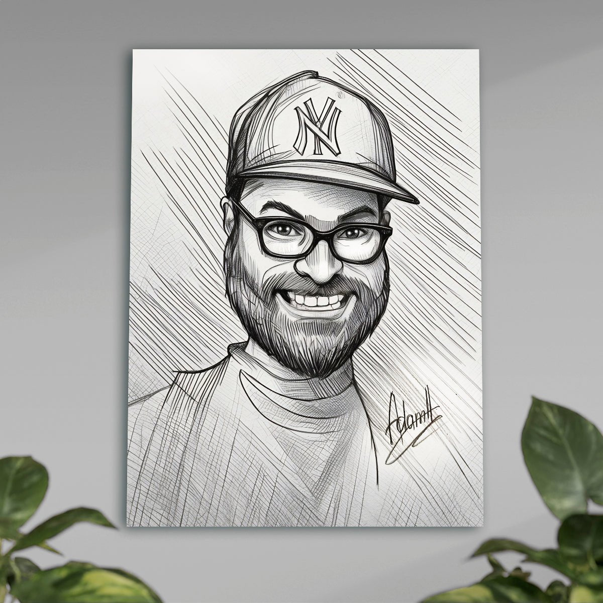 Karykatura ołówek - plakat, spersonalizowany prezent dla rodziców - Adamell.pl