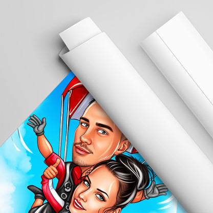 Karykatura podróżnika - plakat, spersonalizowany prezent dla podróżnika - Adamell.pl