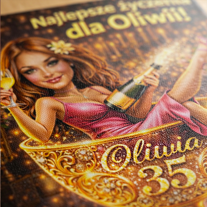 Karykatura urodzinowa - Druk na płótnie, spersonalizowany prezent dla kobiety - Adamell.pl