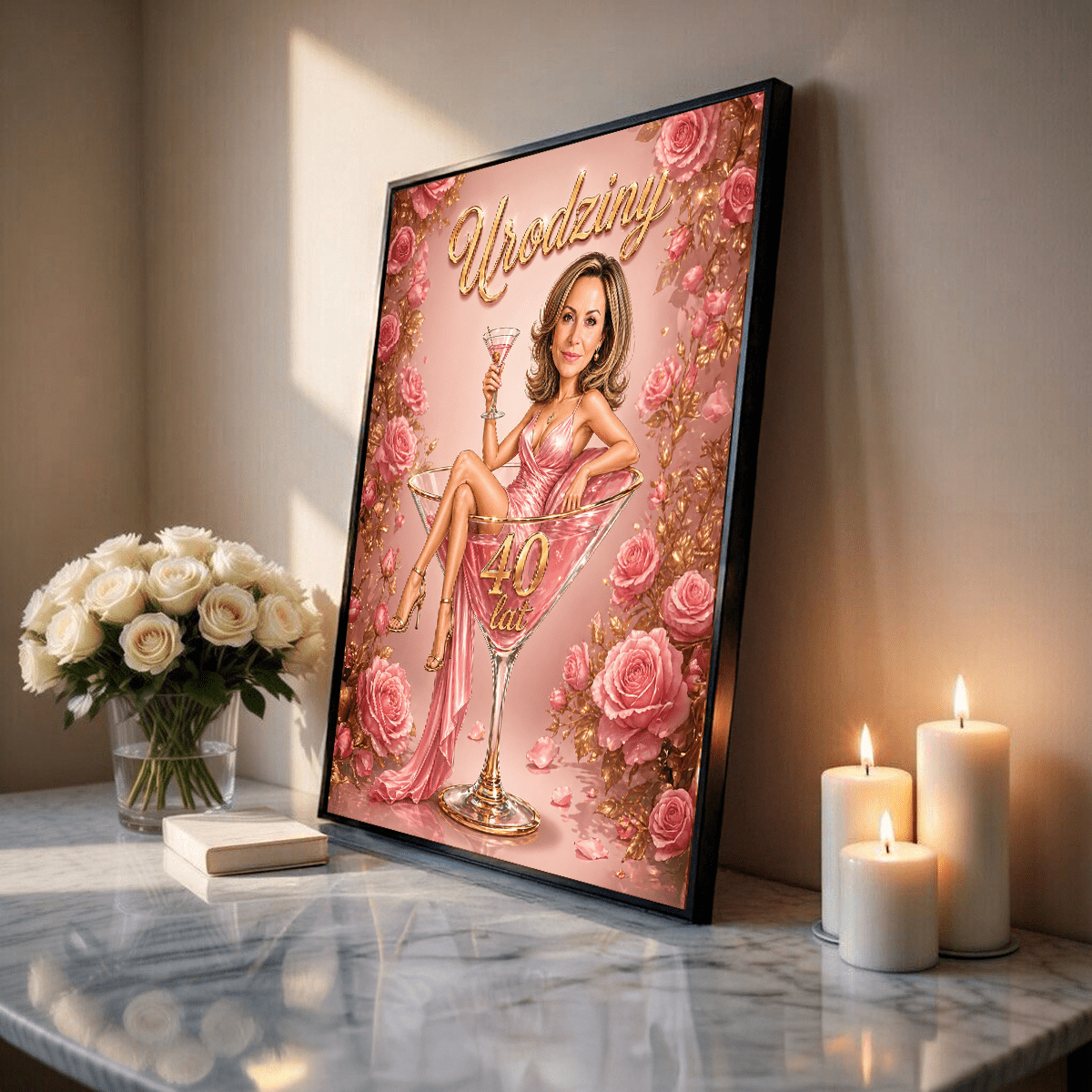 Karykatura urodzinowa - plakat, spersonalizowany prezent dla kobiety - Adamell.pl