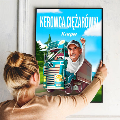 Kierowca ciężarówki - plakat, spersonalizowany prezent dla mężczyzny - Adamell.pl