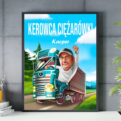 Kierowca ciężarówki - plakat, spersonalizowany prezent dla mężczyzny - Adamell.pl