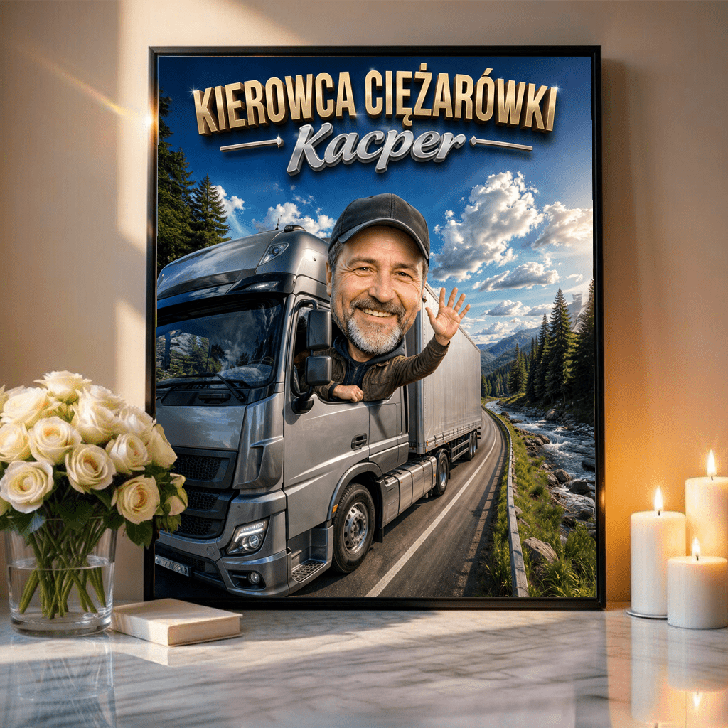 Kierowca ciężarówki - plakat, spersonalizowany prezent dla mężczyzny - Adamell.pl