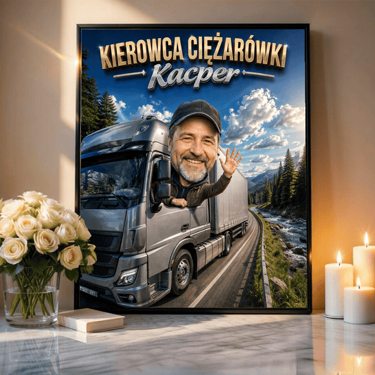 Kierowca ciężarówki - plakat, spersonalizowany prezent dla mężczyzny - Adamell.pl