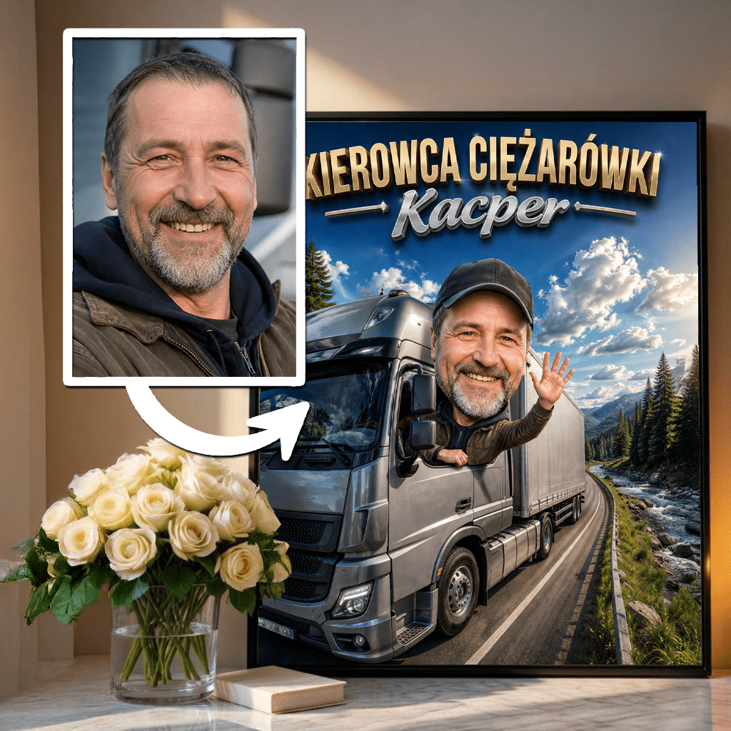 Kierowca ciężarówki - plakat, spersonalizowany prezent dla mężczyzny - Adamell.pl