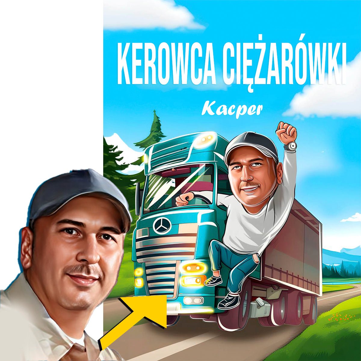 Kierowca ciężarówki - plakat, spersonalizowany prezent dla mężczyzny - Adamell.pl