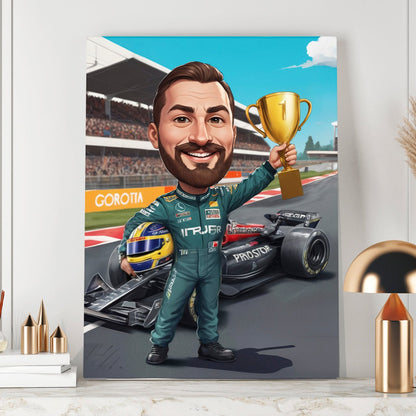 Kierowca rajdowy ilustracja - druk na płótnie, spersonalizowany prezent dla niego - Adamell.pl