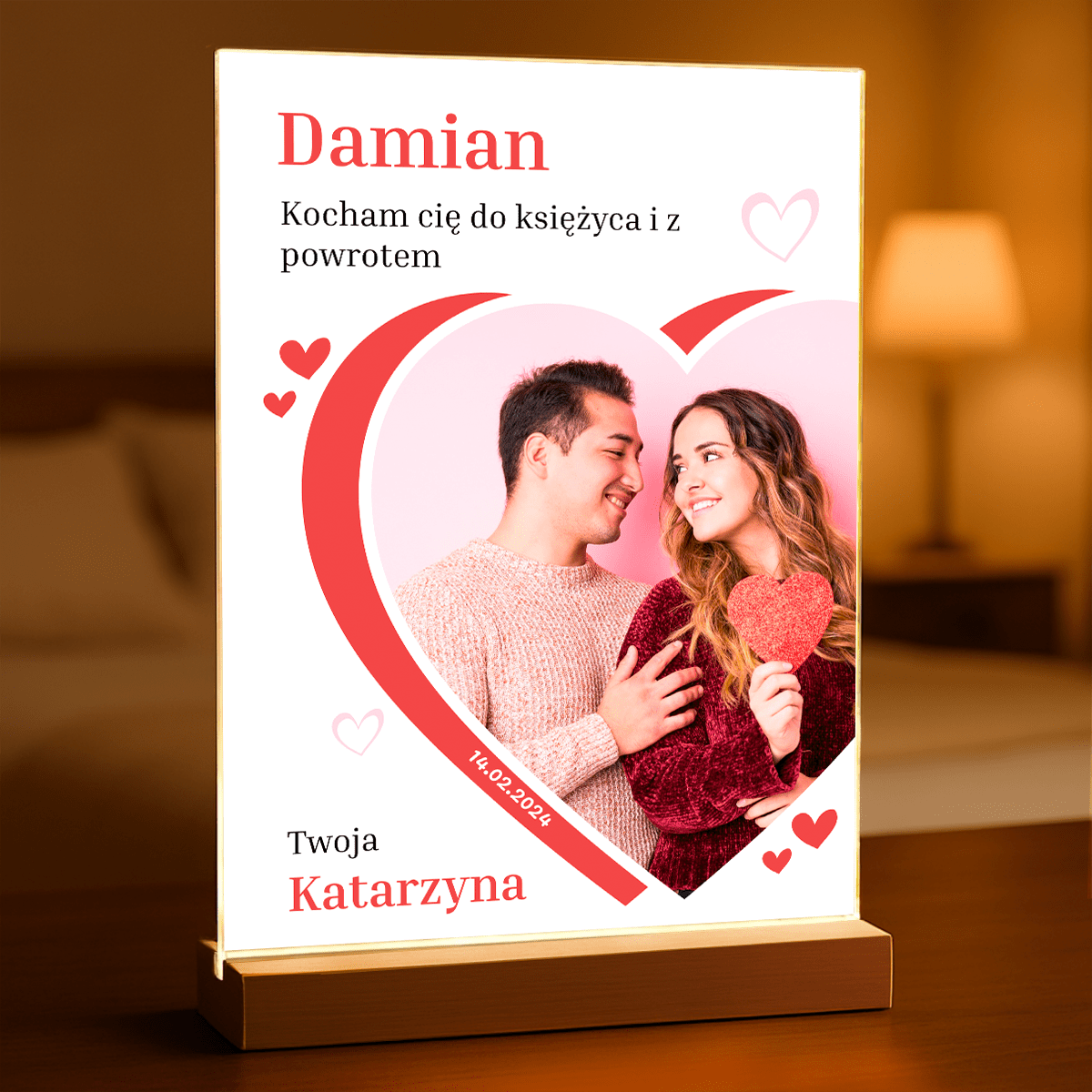 Kocham Cię do księżyca - Druk na szkle, spersonalizowany prezent dla niego - Adamell.pl