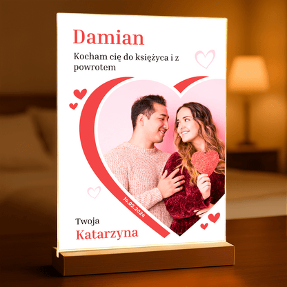 Kocham Cię do księżyca - Druk na szkle, spersonalizowany prezent dla niego - Adamell.pl