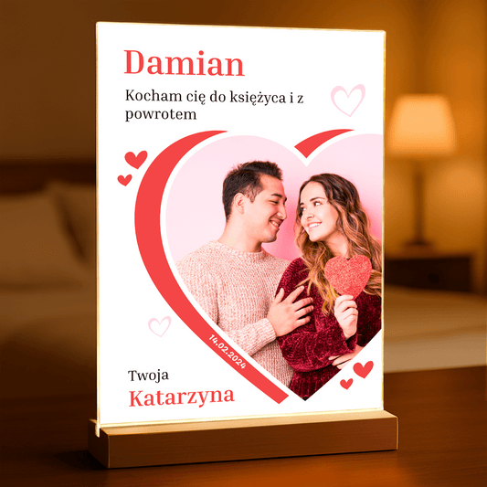Kocham Cię do księżyca - Druk na szkle, spersonalizowany prezent dla niego - Adamell.pl