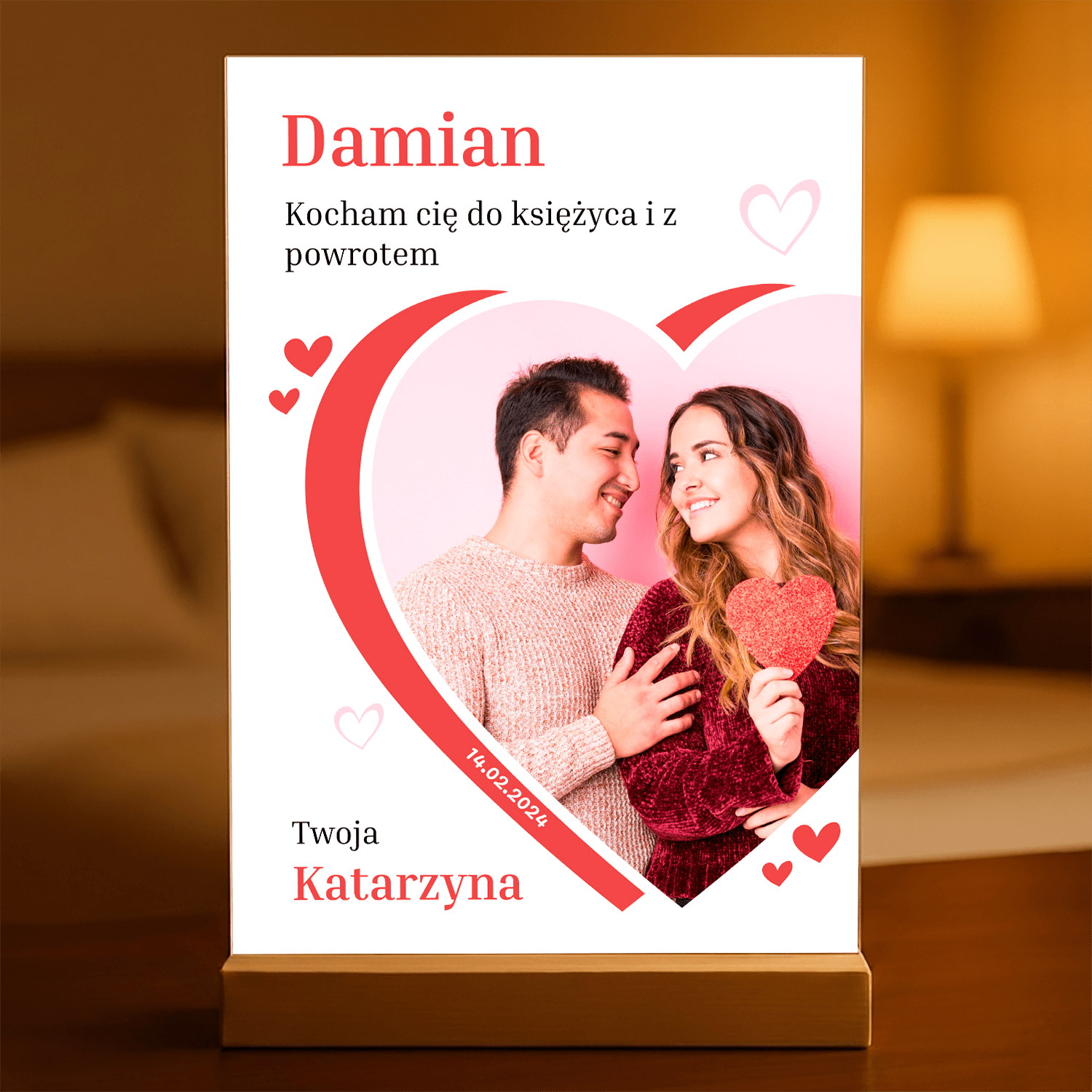 Kocham Cię do księżyca - Druk na szkle, spersonalizowany prezent dla niego - Adamell.pl