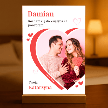Kocham Cię do księżyca - Druk na szkle, spersonalizowany prezent dla niego - Adamell.pl
