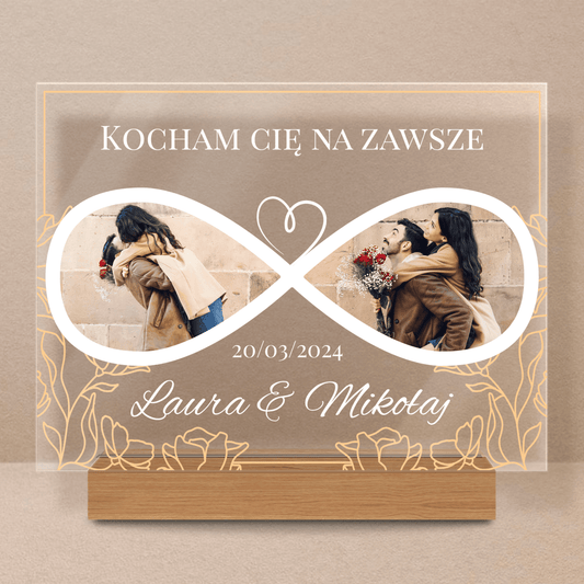 Kocham Cię na zawsze - Druk na szkle, spersonalizowany prezent dla pary - Adamell.pl