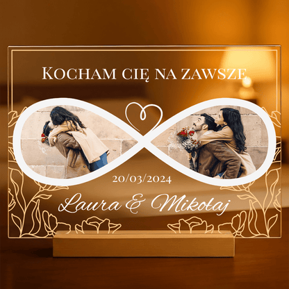 Kocham Cię na zawsze - Druk na szkle, spersonalizowany prezent dla pary - Adamell.pl