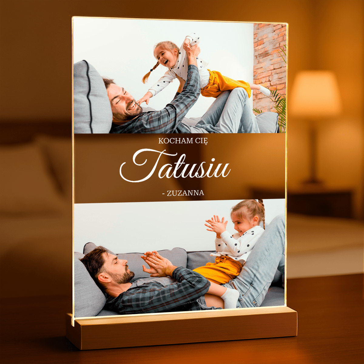 Kocham Cię tatusiu - Druk na szkle, spersonalizowany prezent dla taty - Adamell.pl