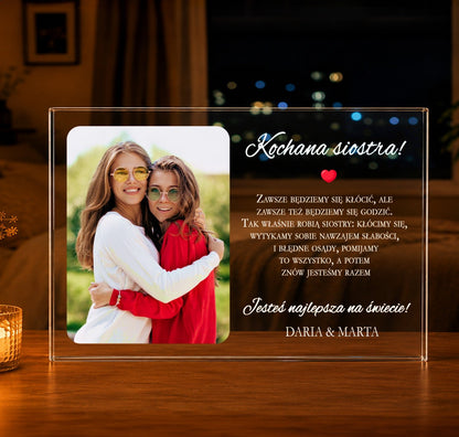 Kochana siostra - Druk na szkle, spersonalizowany prezent dla siostry - Adamell.pl