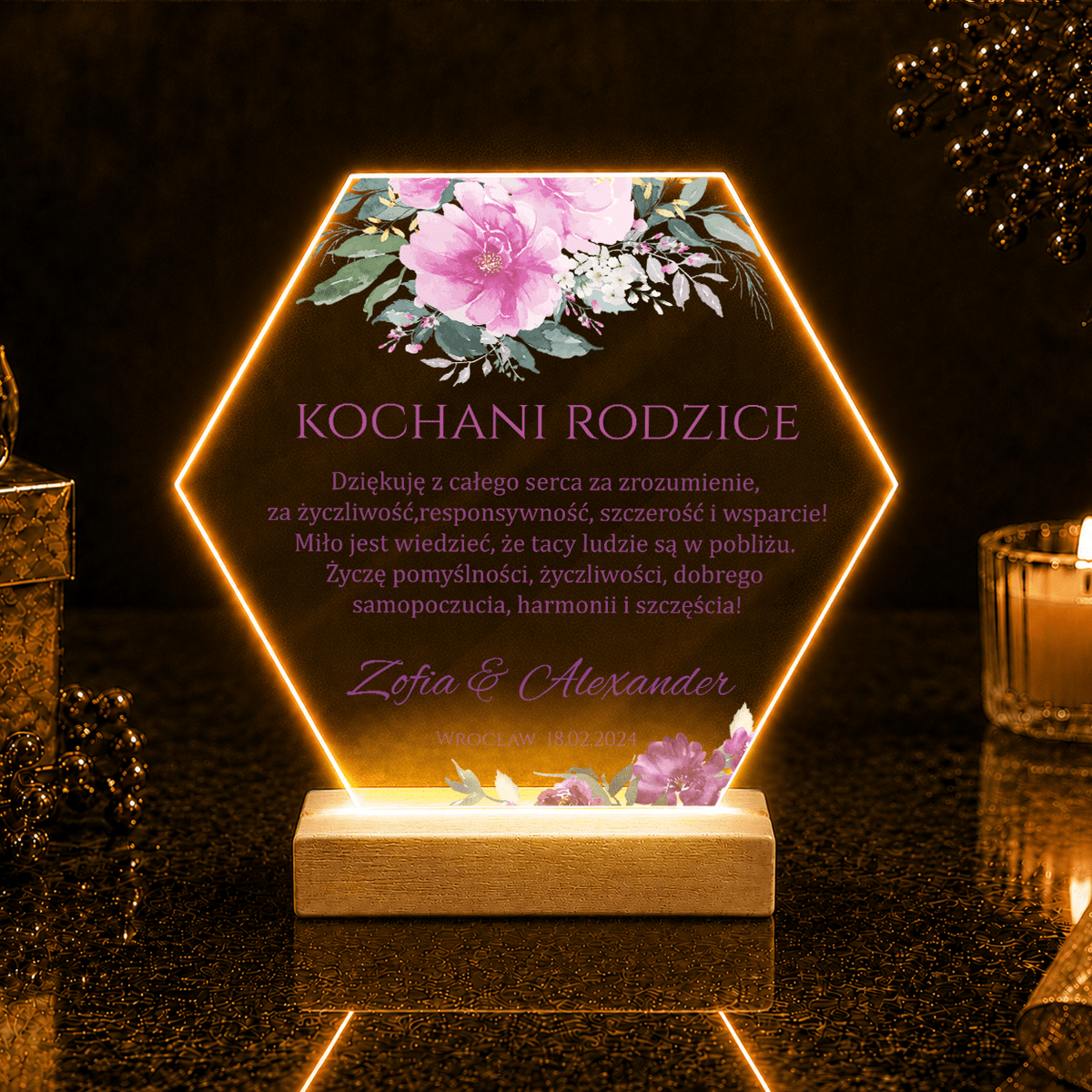 Kochani rodzice tekst - Druk na szkle, spersonalizowany prezent dla rodziców - Adamell.pl