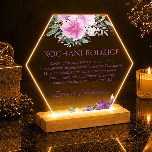 Kochani rodzice tekst - Druk na szkle, spersonalizowany prezent dla rodziców - Adamell.pl