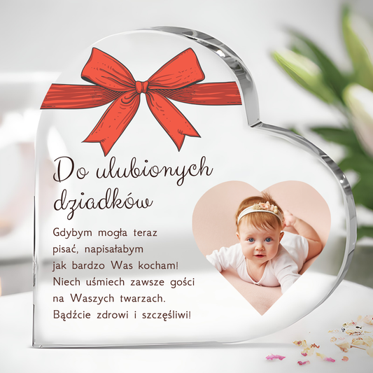 Ulubieni dziadkowie - Szklane serce, spersonalizowany prezent dla dziadków