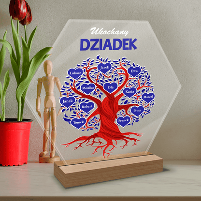 Kochany dziadek drzewo z imionami - Druk na szkle, spersonalizowany prezent dla dziadka - Adamell.pl