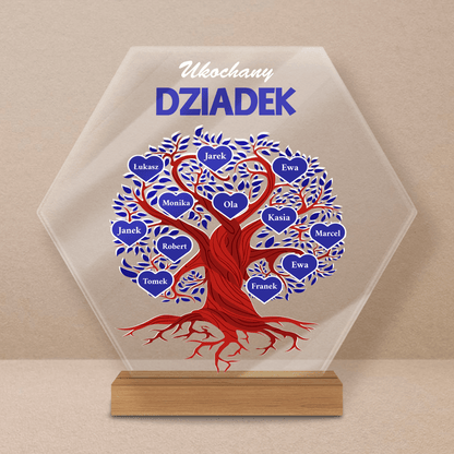 Kochany dziadek drzewo z imionami - Druk na szkle, spersonalizowany prezent dla dziadka - Adamell.pl