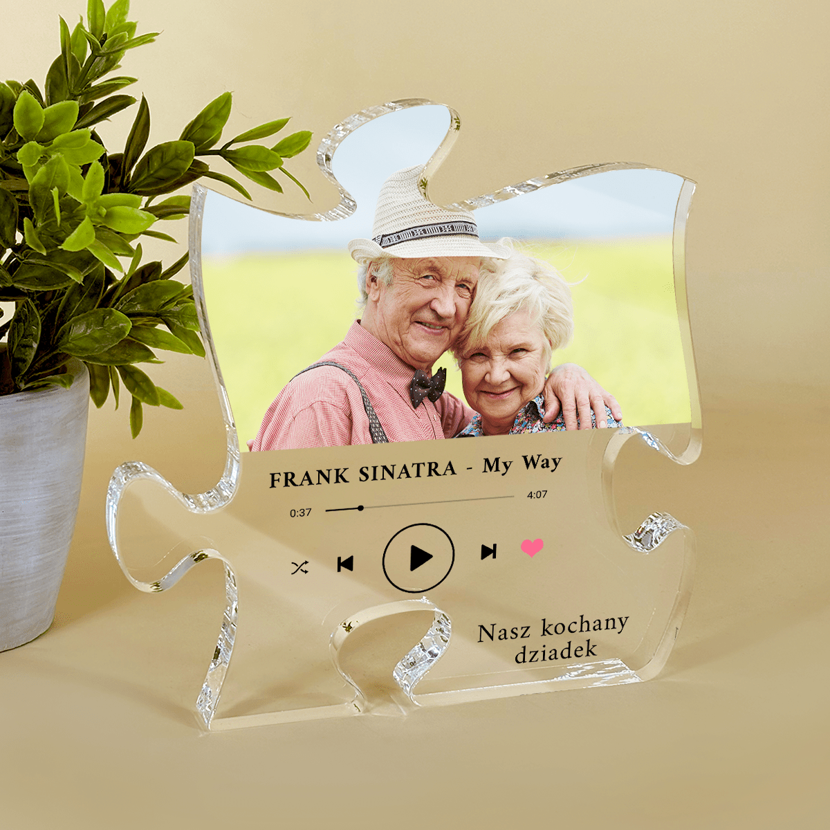 Kochany dziadek Spotify - Druk na szkle - puzzel, spersonalizowany prezent dla dziadka - Adamell.pl