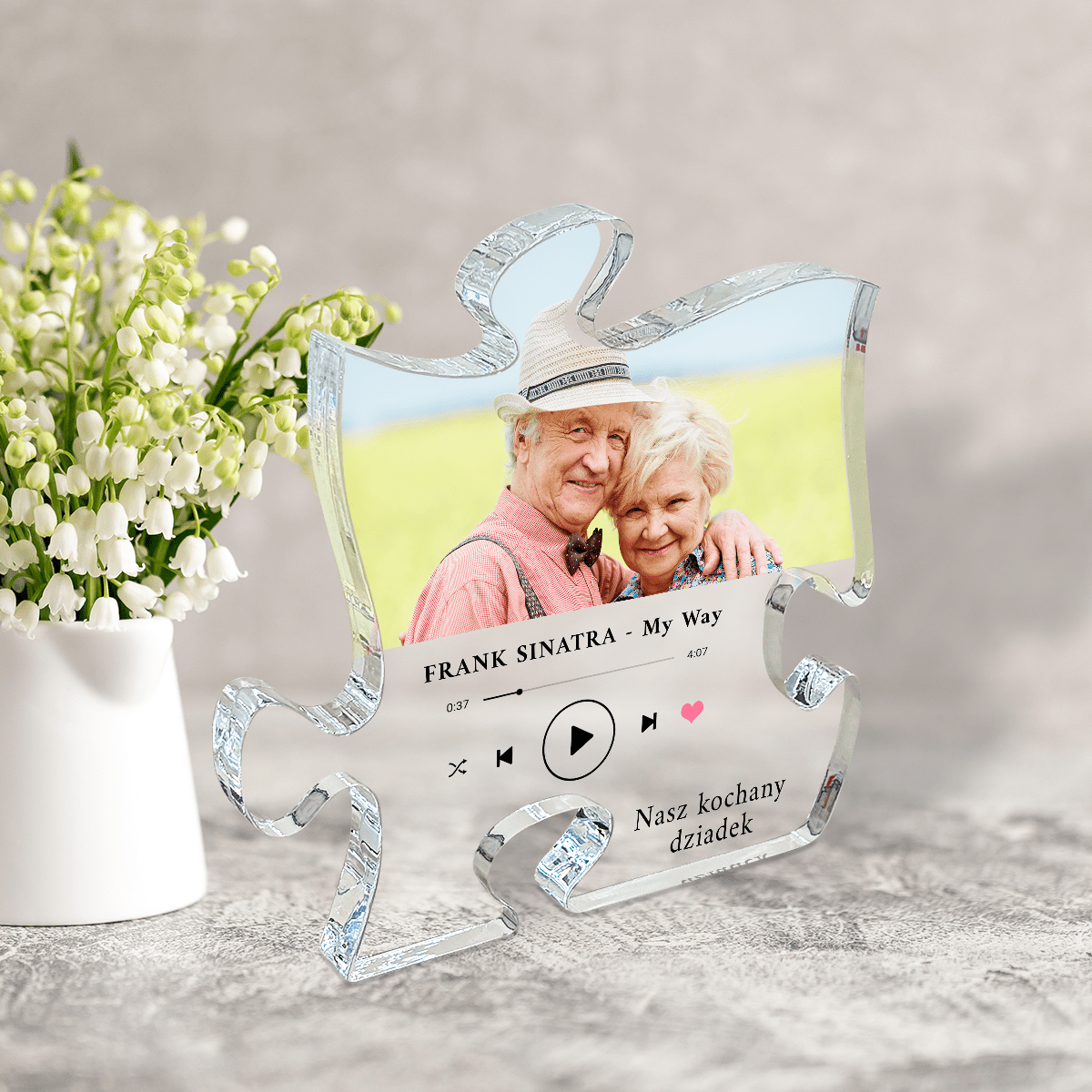 Kochany dziadek Spotify - Druk na szkle - puzzel, spersonalizowany prezent dla dziadka - Adamell.pl