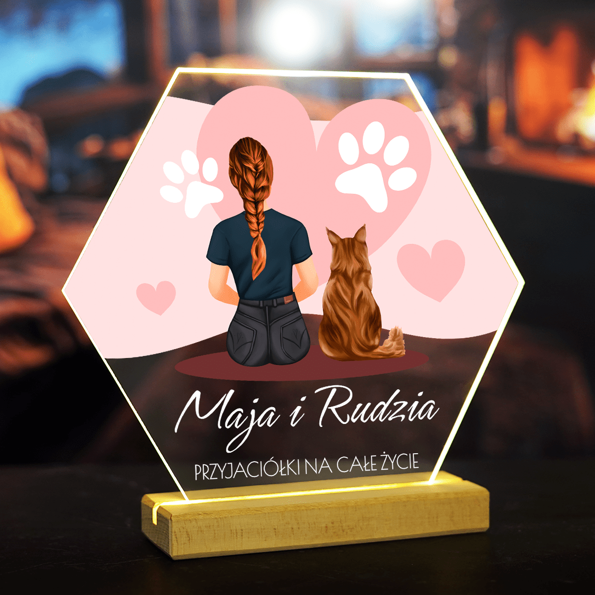 Koci przyjaciel na całe życie - Druk na szkle, spersonalizowany prezent dla miłośnika kotów - Adamell.pl