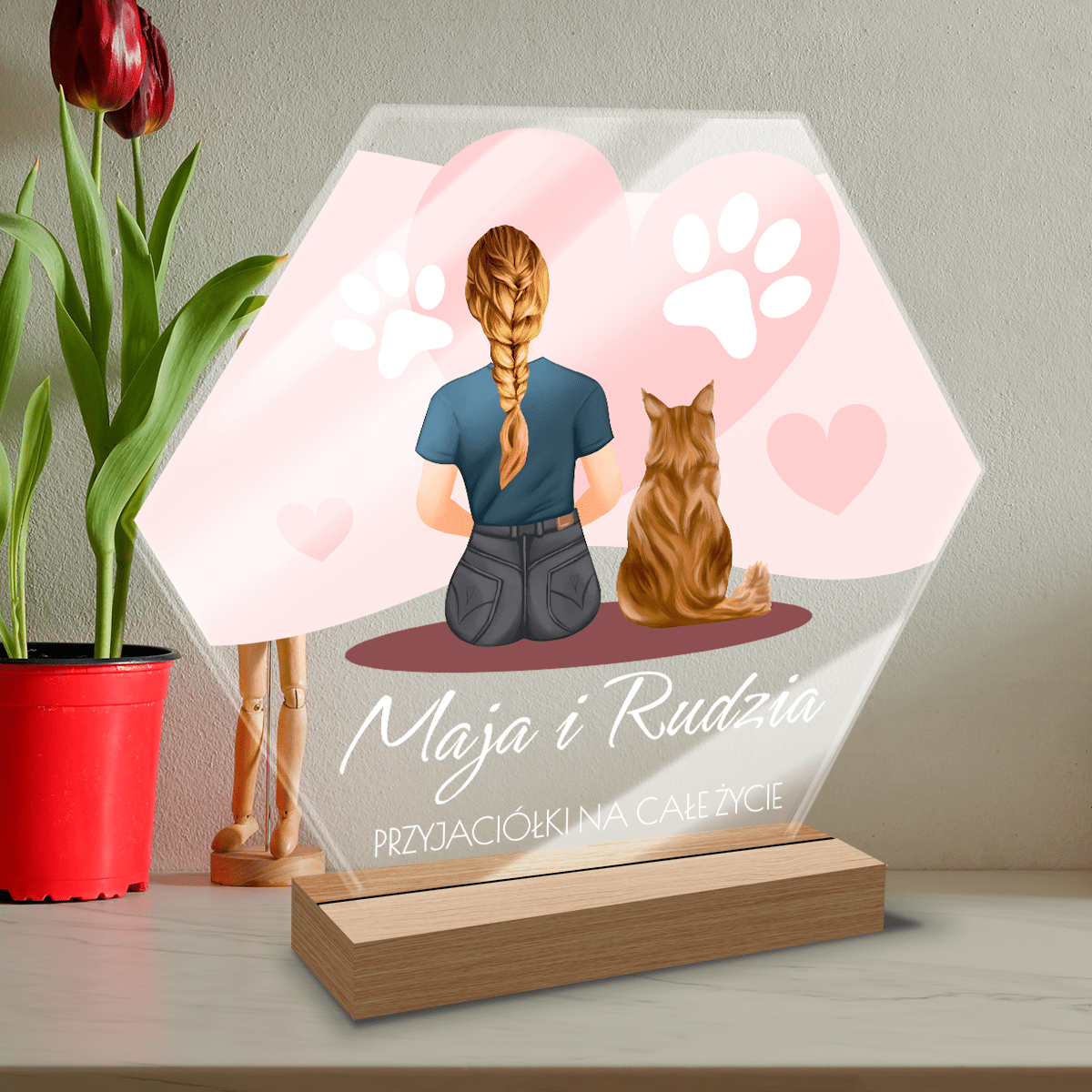 Koci przyjaciel na całe życie - Druk na szkle, spersonalizowany prezent dla miłośnika kotów - Adamell.pl