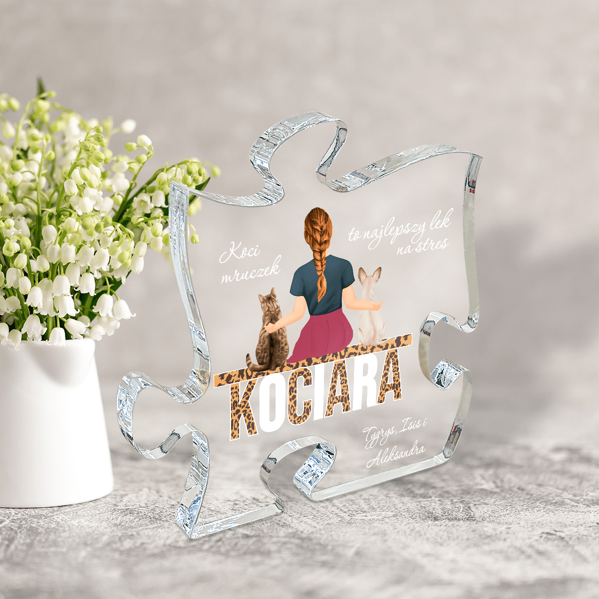 Kocia mama Clipart - Druk na szkle - puzzel, spersonalizowany prezent dla miłośników kotów - Adamell.pl