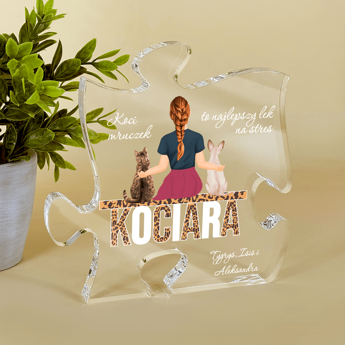 Kocia mama Clipart - Druk na szkle - puzzel, spersonalizowany prezent dla miłośników kotów - Adamell.pl